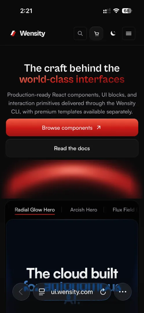 Wensity UI Mobile View 1